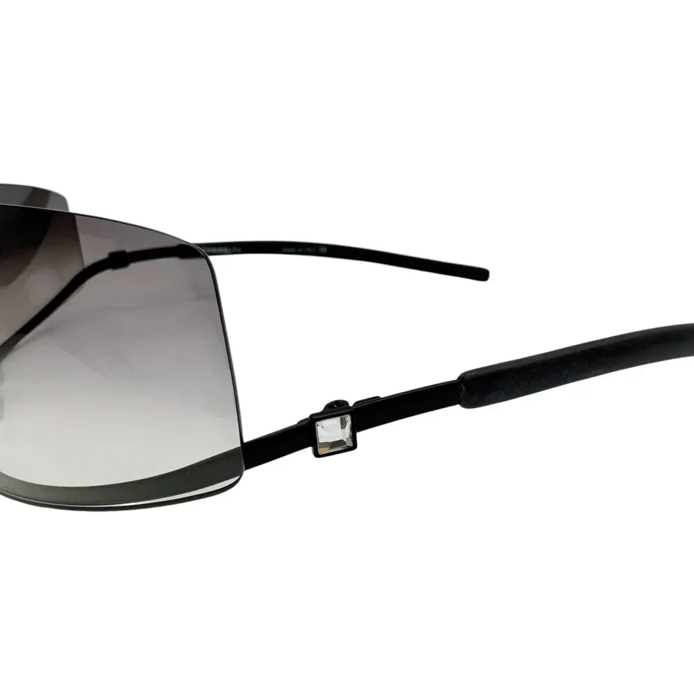 Chanel 4066-B Gray Gradient Lens Bottom Rim & Crystal Arm Sunglasses w/ Case